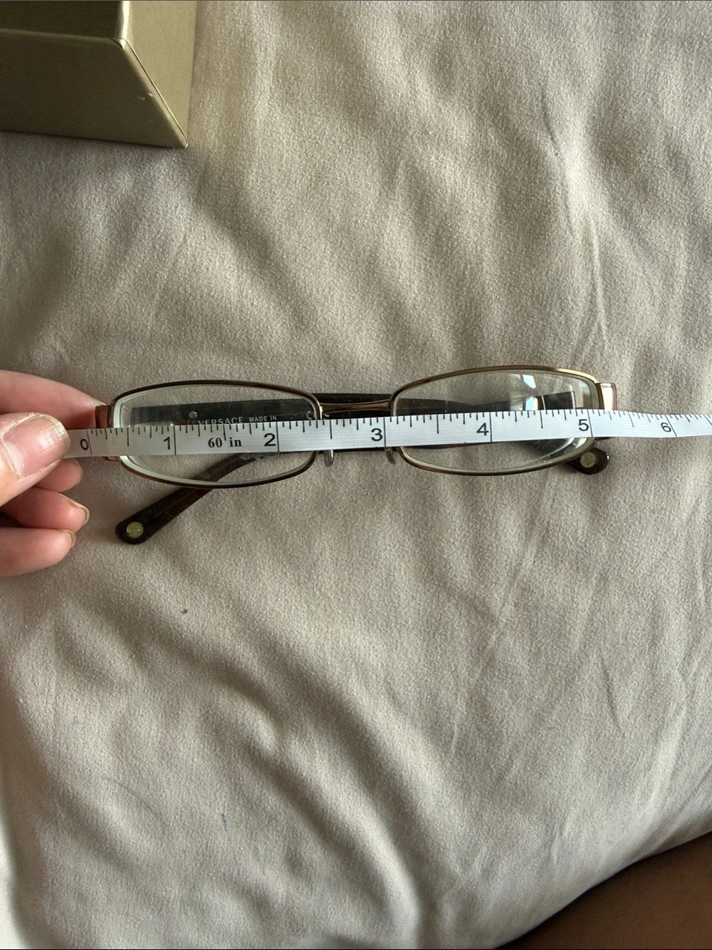 Versace Gold Metal Rectangular Women's Glasses with White Case